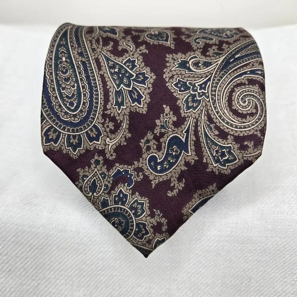 BERT PULITZER Burgundy Paisley Patterned Mens Tie